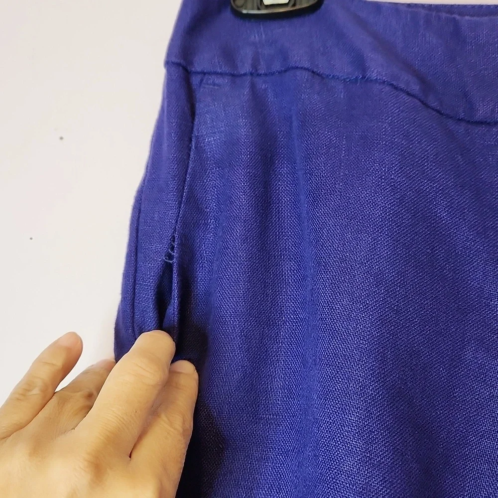 LOFT 100% Linen Women's Julie Trouser Royal Blue, Size 2P - Picture 2 of 10